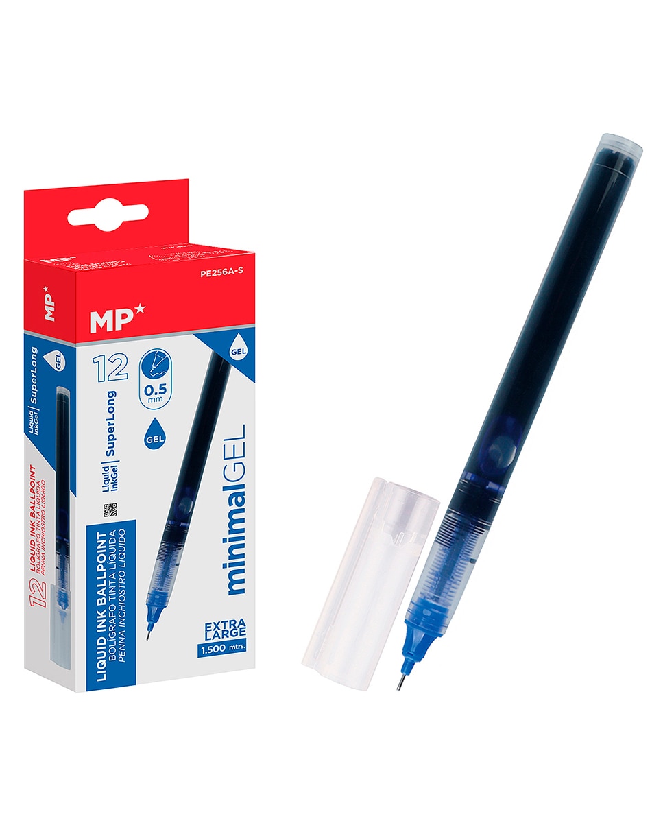Imagen 0 de Pack 12 Bolígrafos Tinta Líquida Punta Aguja 0.5 Mm Azul