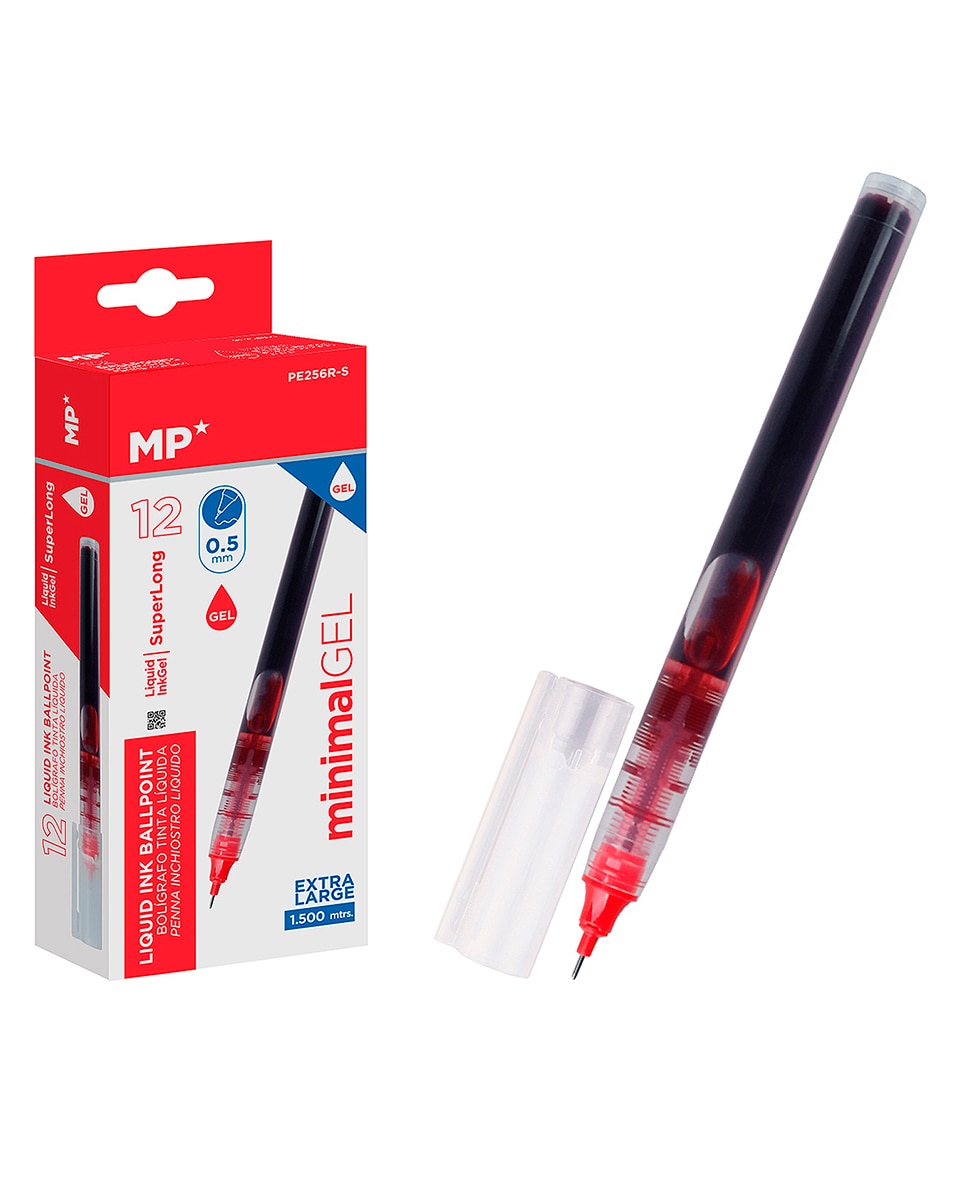 Imagen 0 de Pack 12 Bolígrafos Tinta Líquida Punta Aguja 0.5 Mm Rojo