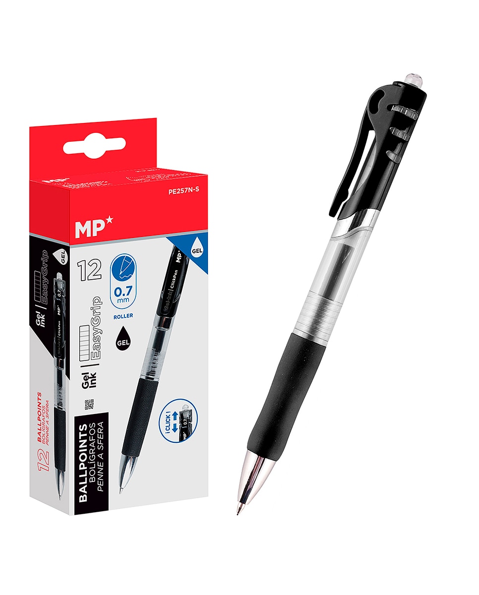 Imagen 0 de Pack 12 Bolígrafos Tinta Gel Punta 0.7 Mm Negro