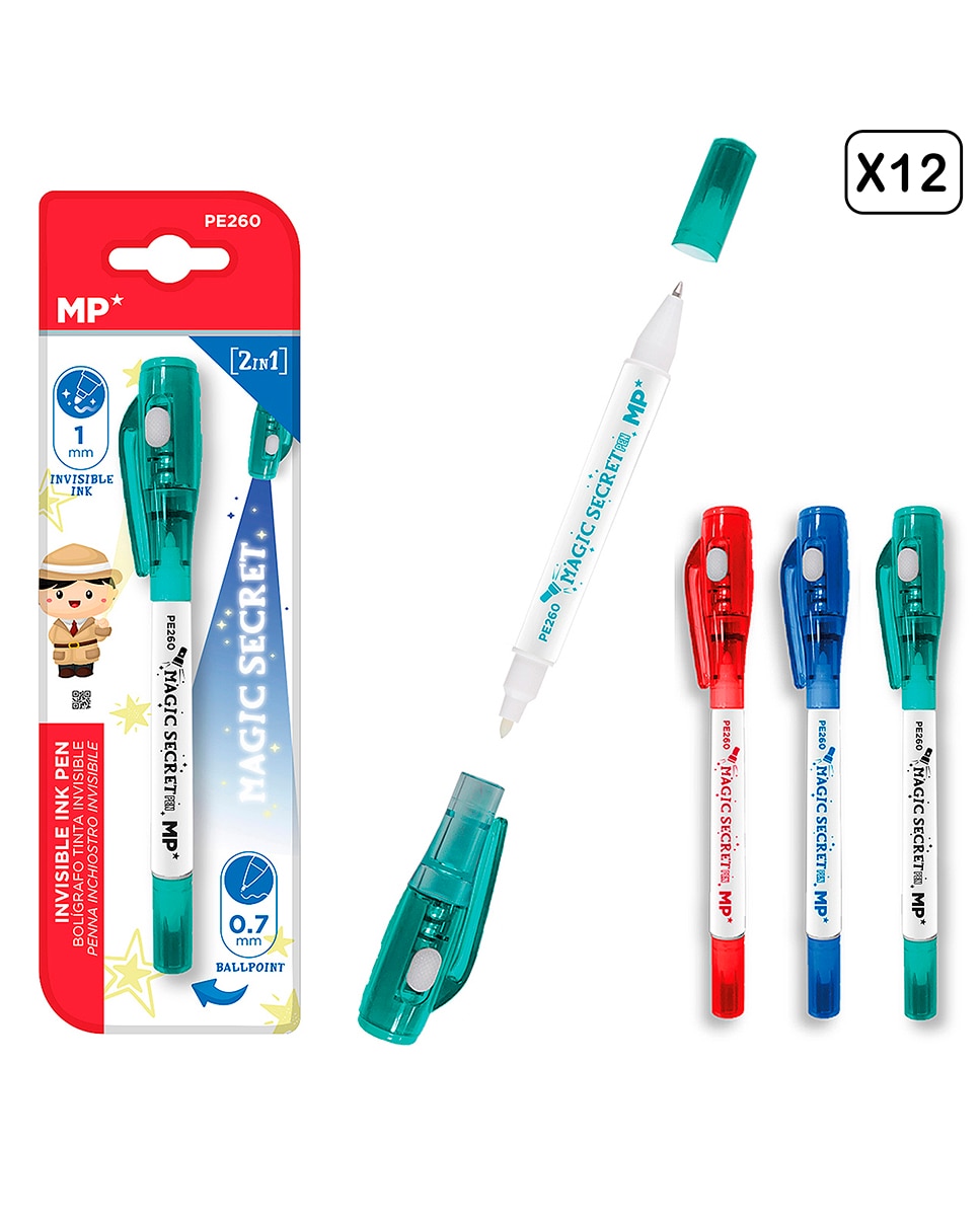 Imagen 0 de Pack 12 Uds. Bolígrafo Tinta Invisible Magic Secret 2 En 1