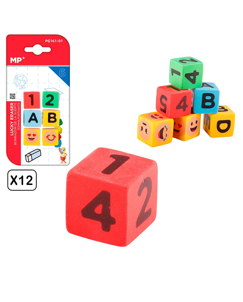 Imagen 0 de 12 Packs Gomas De Borrar Dados Creativos Diseño A 6 Uds.