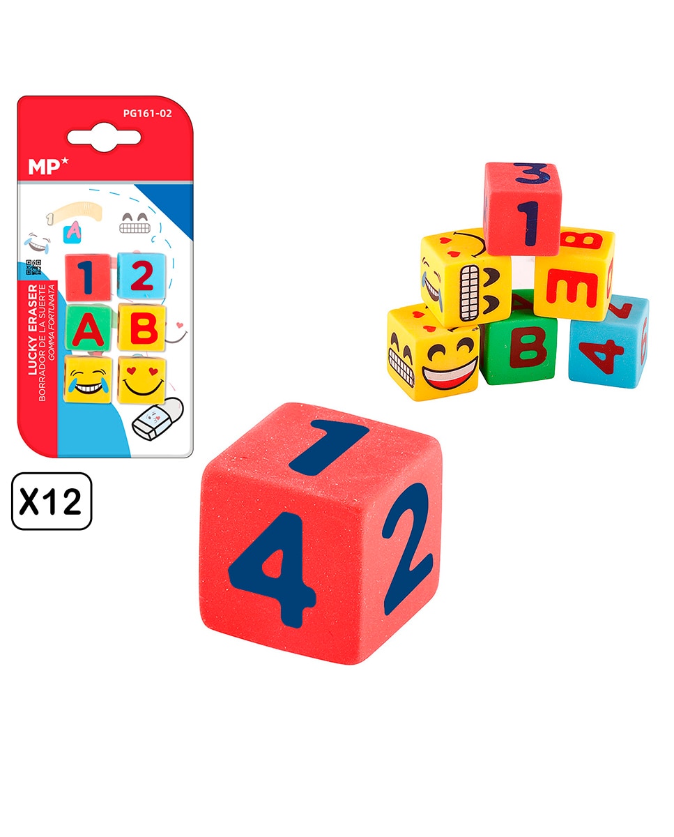 Imagen 0 de 12 Packs Gomas De Borrar Dados Creativos Diseño B 6 Uds.