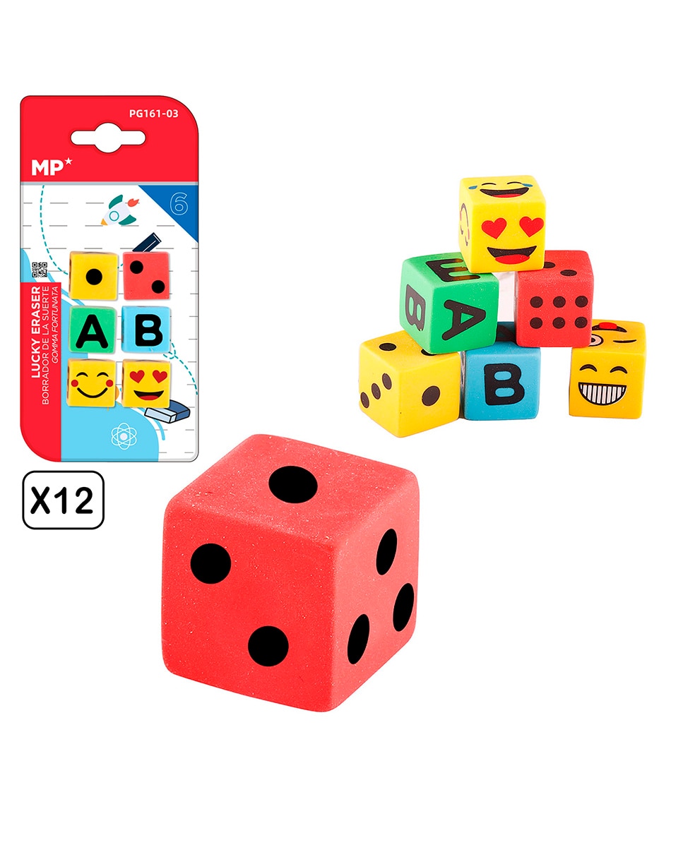 Imagen 0 de 12 Packs Gomas De Borrar Dados Creativos Diseño C 6 Uds.