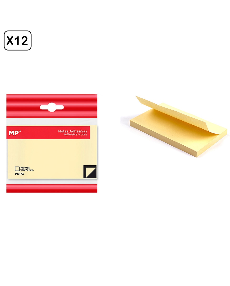 Imagen 0 de Pack 12 Unidades Notas Adhesivas 125 X 75 Mm 100 Hojas