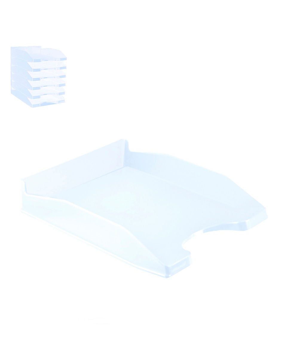 Imagen 0 de Pack 6 Uds. Bandeja Oficina Azul Claro Cristal