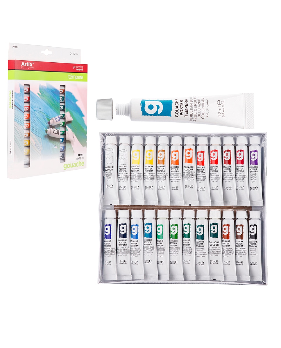 Imagen 0 de Témpera 24 Tubos X 12 Ml