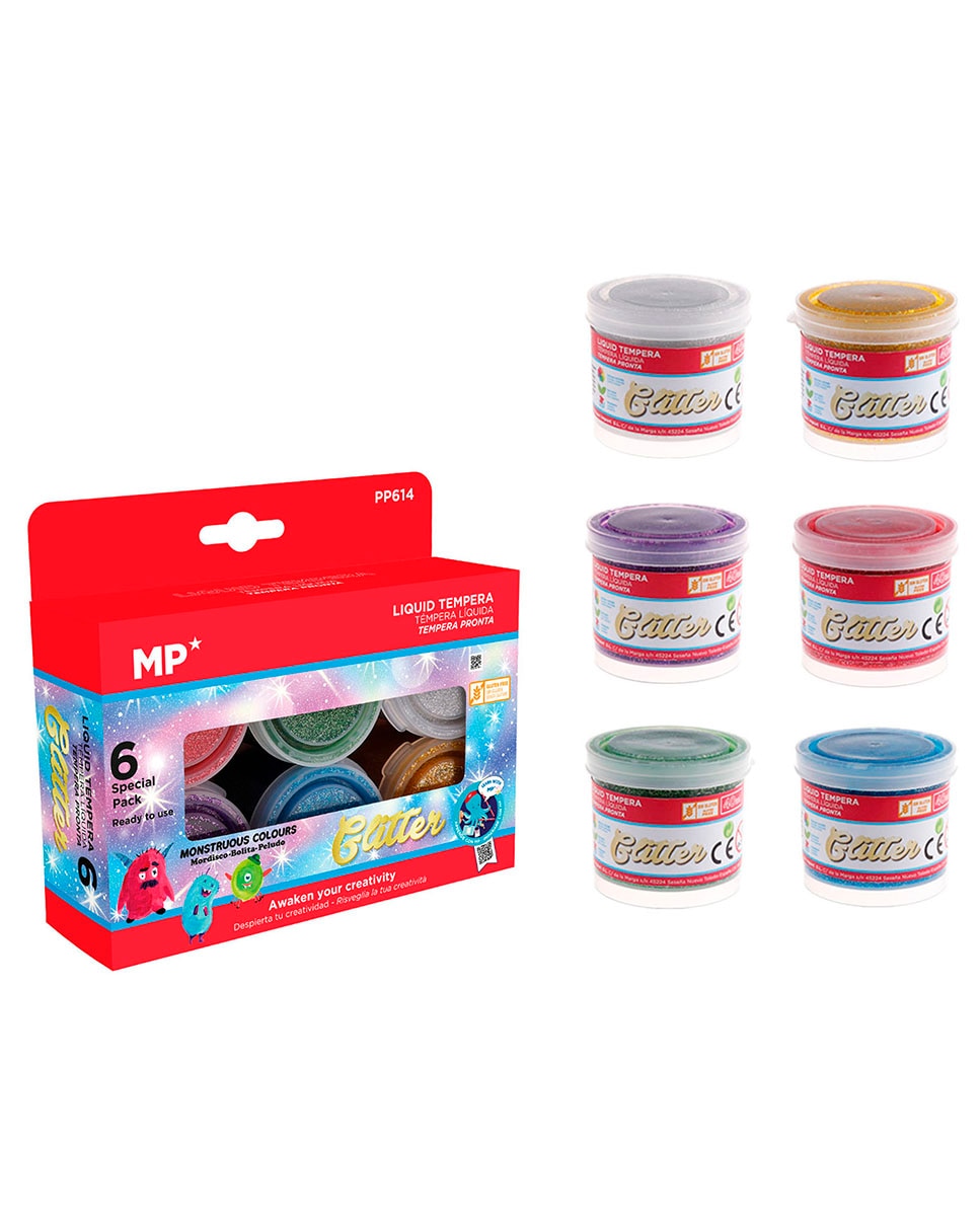 Imagen 0 de Estuche De 6 Colores Témpera Purpurina 40 Ml