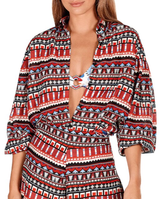 Imagen 0 de Blusa de mujer media manga con estampado posicionado