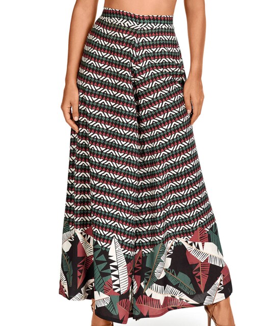 Imagen 0 de Pantalón de mujer largo corte amplio con estampado posicionado