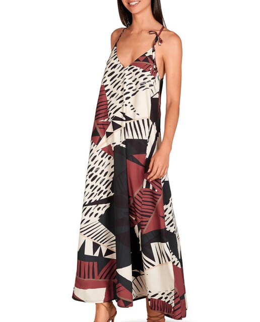 Imagen 0 de Vestido de mujer largo estampado posicionado con lazo en tirante