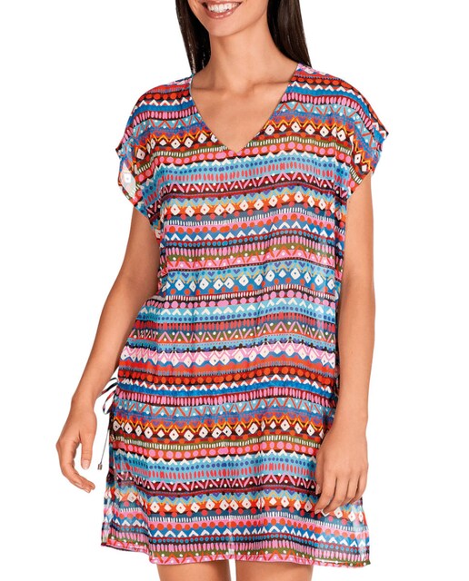 Imagen 0 de Kaftán de mujer corto con estampado posicionado