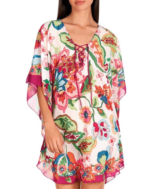 Imagen 0 de Kaftán de mujer corto con estampado posicionado