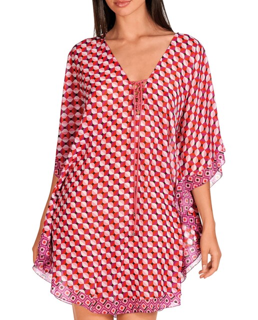 Imagen 0 de Kaftán de mujer corto con estampado posicionado