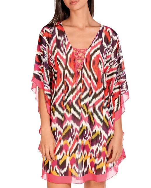 Imagen 0 de Kaftán de mujer corto con estampado posicionado