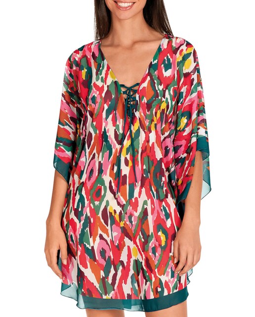 Imagen 0 de Kaftán de mujer corto con estampado posicionado