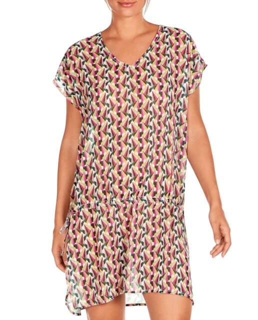 Imagen 0 de Kaftán de mujer corto estampado con frunce en cintura