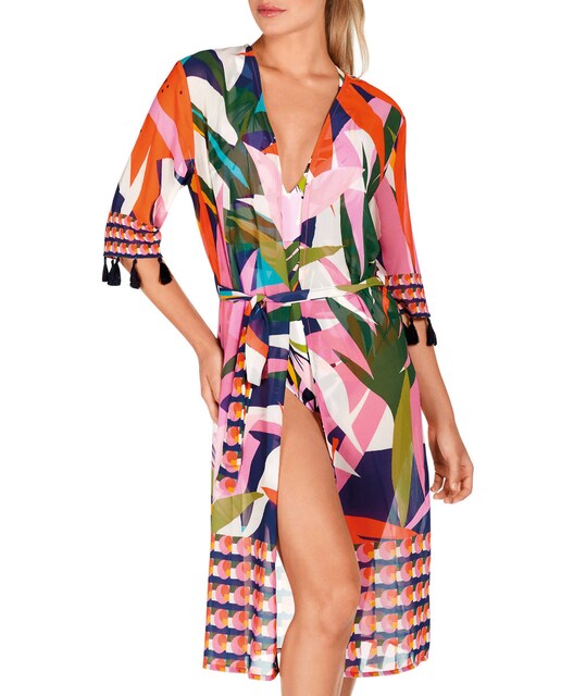 Imagen 0 de Kimono de mujer estampado posicionado con cinturón lazo