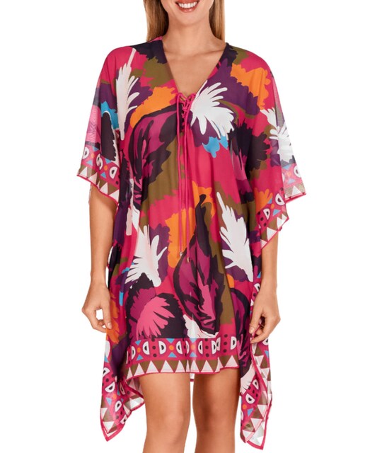 Imagen 0 de Kaftán de mujer corto con estampado posicionado