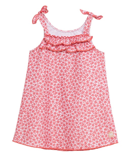 Imagen 0 de Vestido de bebé estampado floral con volante en escote
