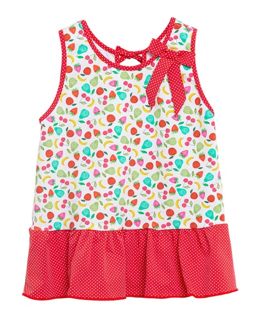 Imagen 0 de Vestido de bebé estampado de frutas con lazo en tirante