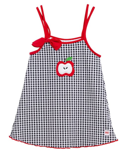 Imagen 0 de Vestido de bebé estampado vichy con detalle manzana