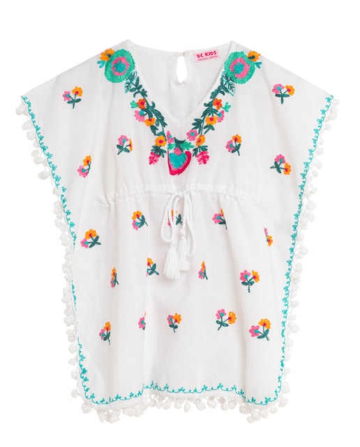 Imagen 0 de Vestido de niña con detalles bordados lazo en cintura