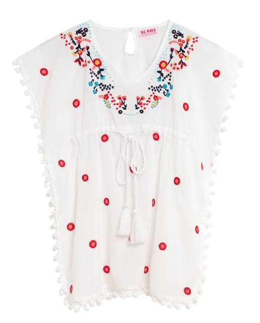 Imagen 0 de Vestido de niña con detalles bordados lazo en cintura