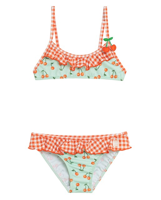 Imagen 0 de Bikini de niña estampado de cerezas con volantes