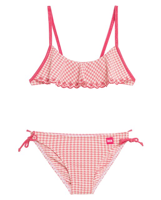 Imagen 0 de Bikini de niña estampado ondas con volante en parte superior