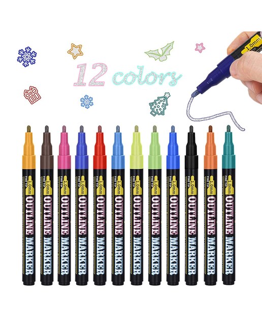 Imagen 0 de Rotuladores permanentes en colores metálicos 12 colores