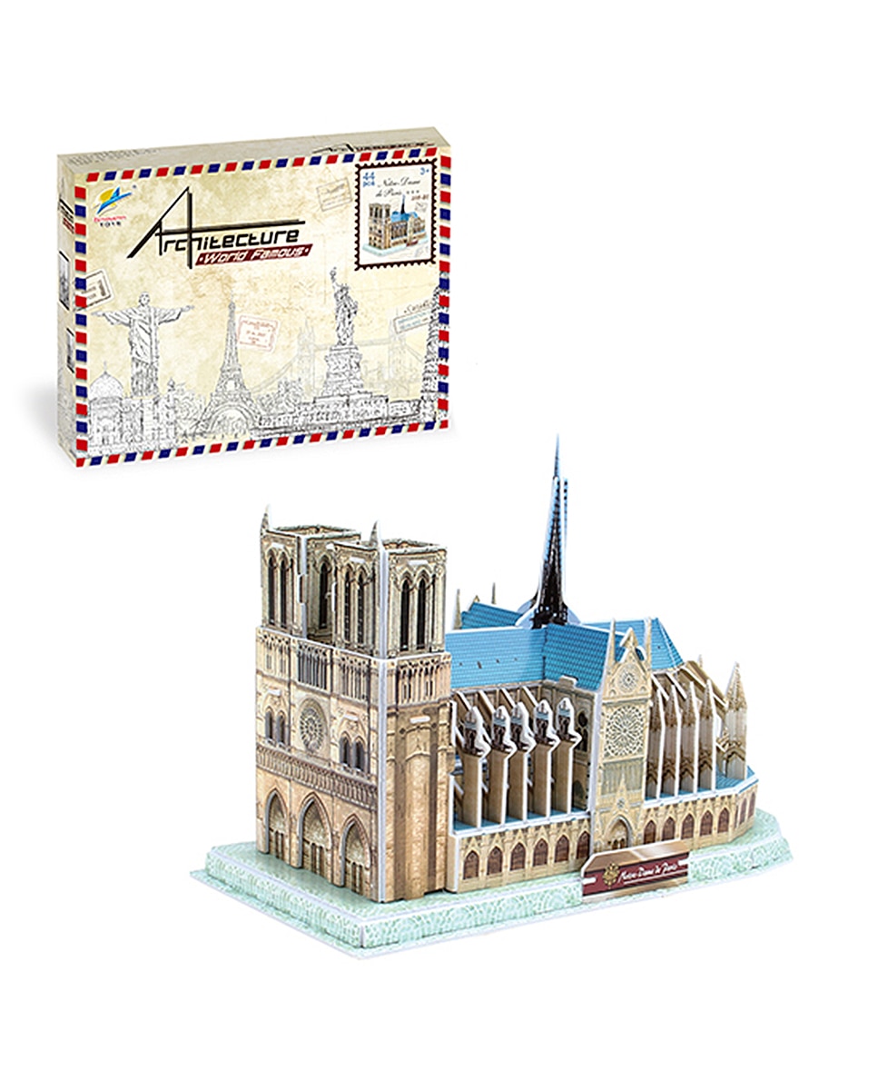 Imagen 0 de Puzzle 3D de cartón de la Catedral de Notre Dame en París. 44 piezas.