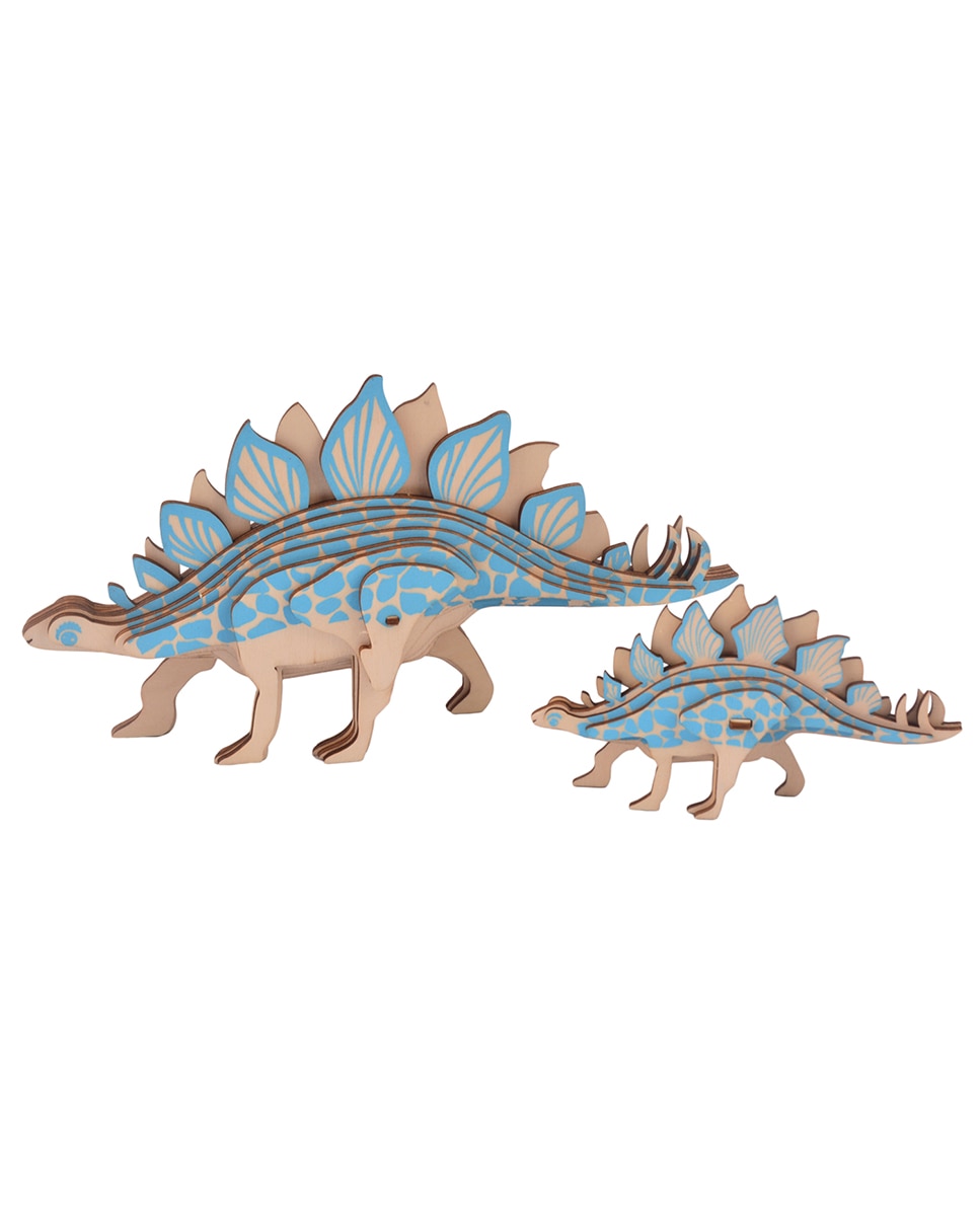Imagen 0 de Maqueta 3D de madera. Duo de Stegosaurus. 27 piezas.