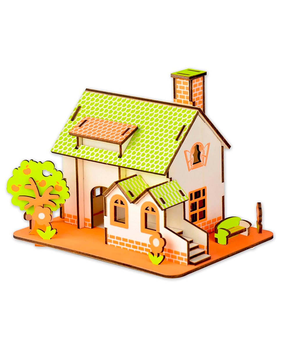Imagen 0 de Maqueta 3D de madera. Casa con manzano. 44 piezas.