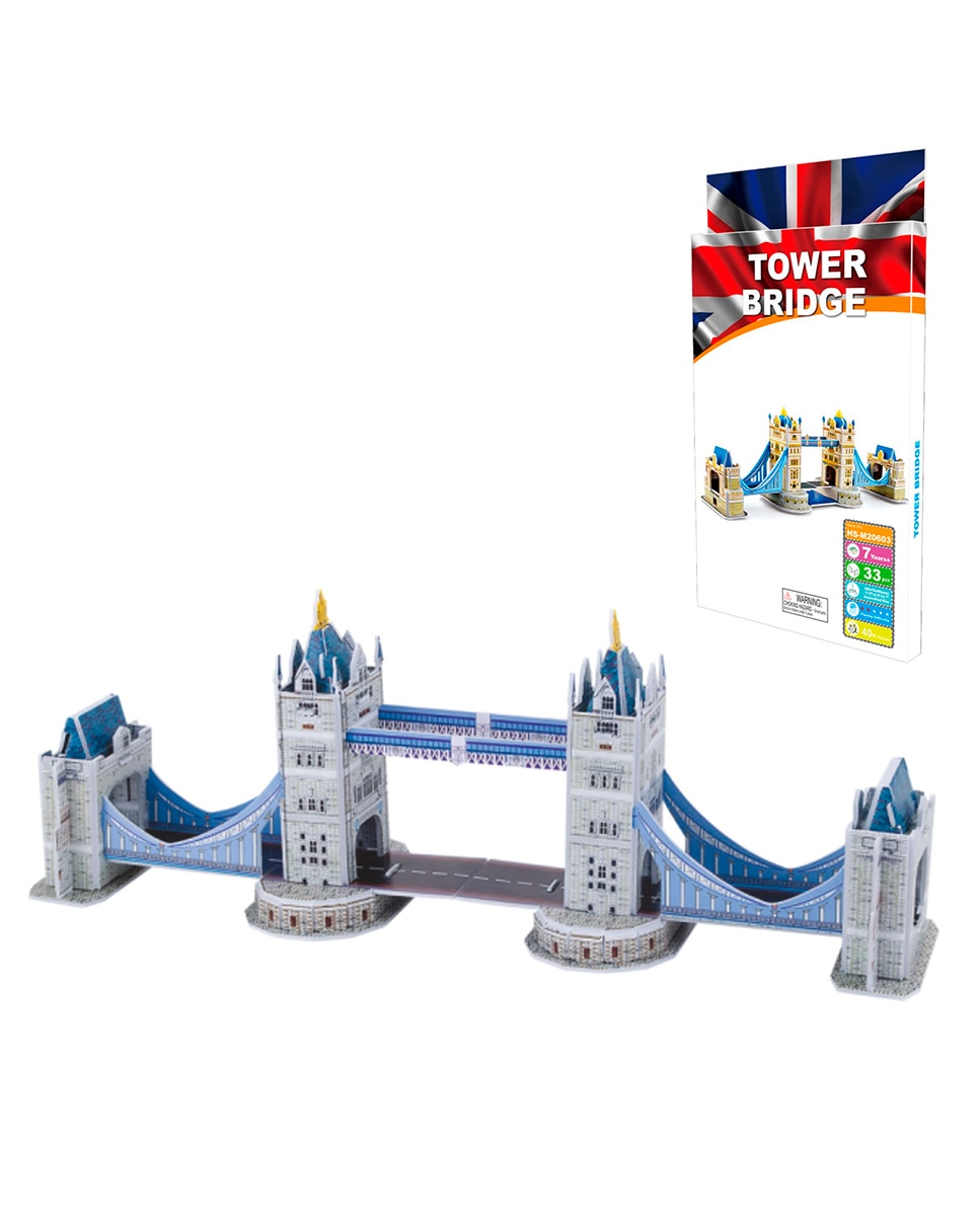 Imagen 0 de Puzzle 3D de cartón del Puente de la Torre situado en Londres. 33 piezas.