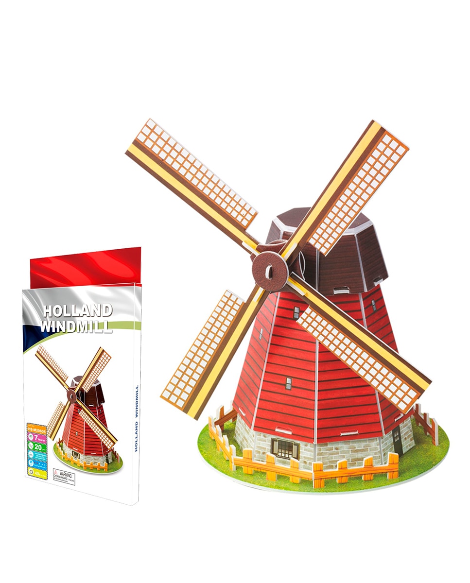 Imagen 0 de Puzzle 3D de cartón de un Molino Holandés. 20 piezas.