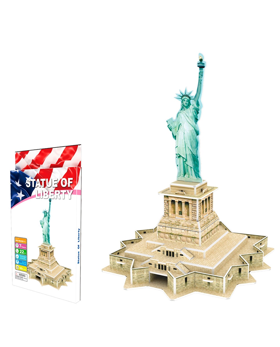 Imagen 0 de Puzzle 3D de cartón de la Estatua de la Libertad situada en Nueva York. 22 piezas.