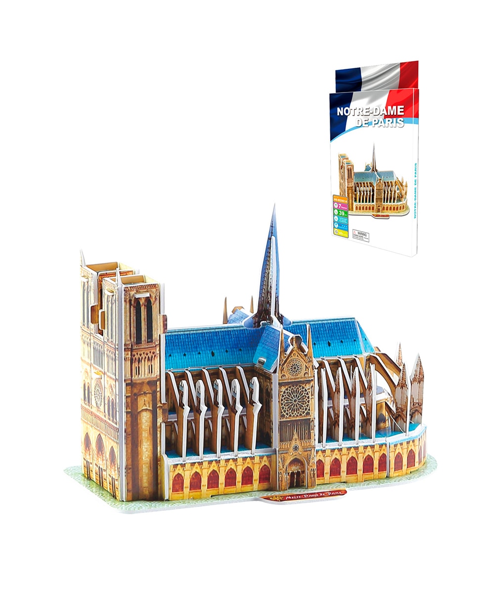 Imagen 0 de Puzzle 3D de cartón de la Catedral de Notre Dame situada en París. 39 piezas.