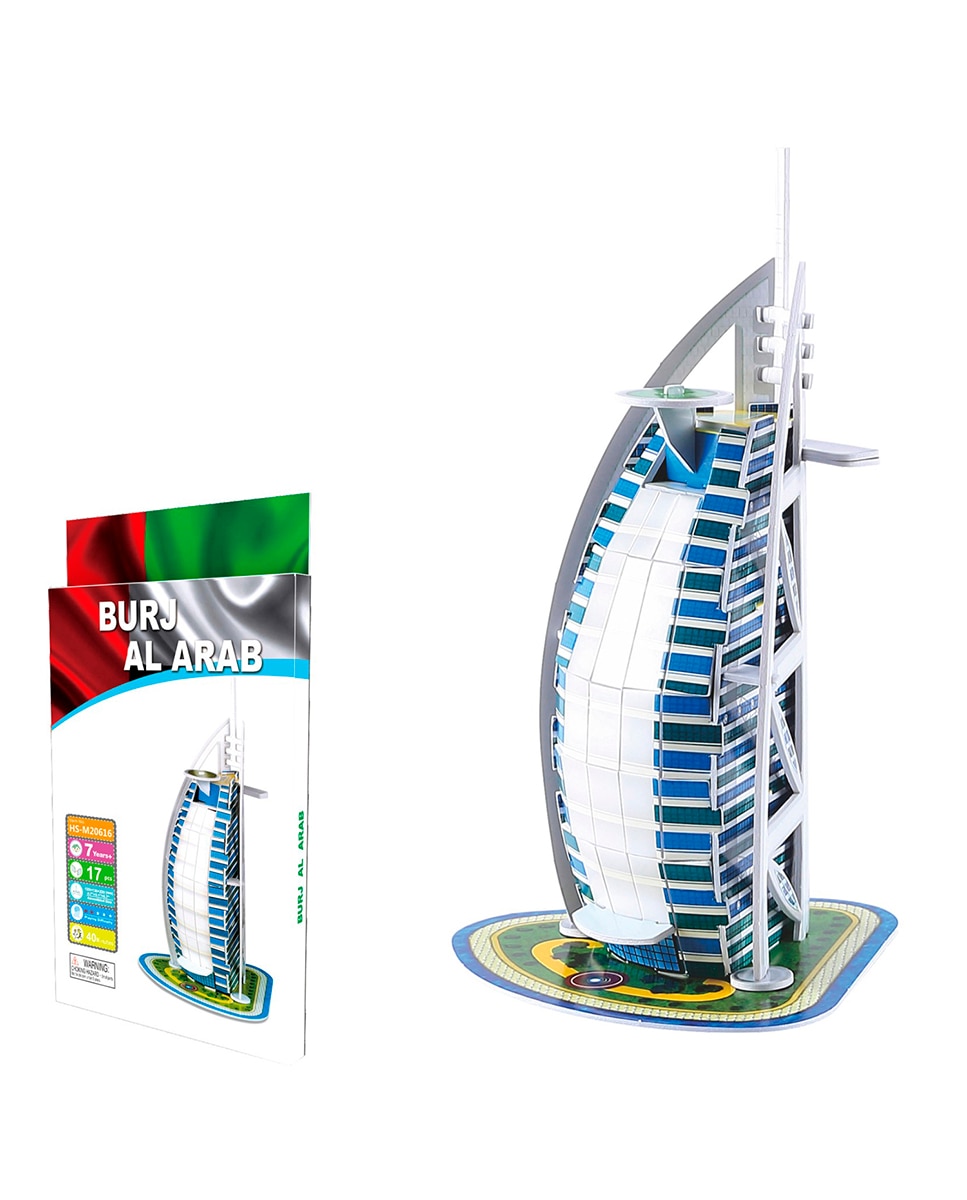 Imagen 0 de Puzzle 3D de cartón del hotel Burj Al Arab situado en Dubai. 17 piezas.