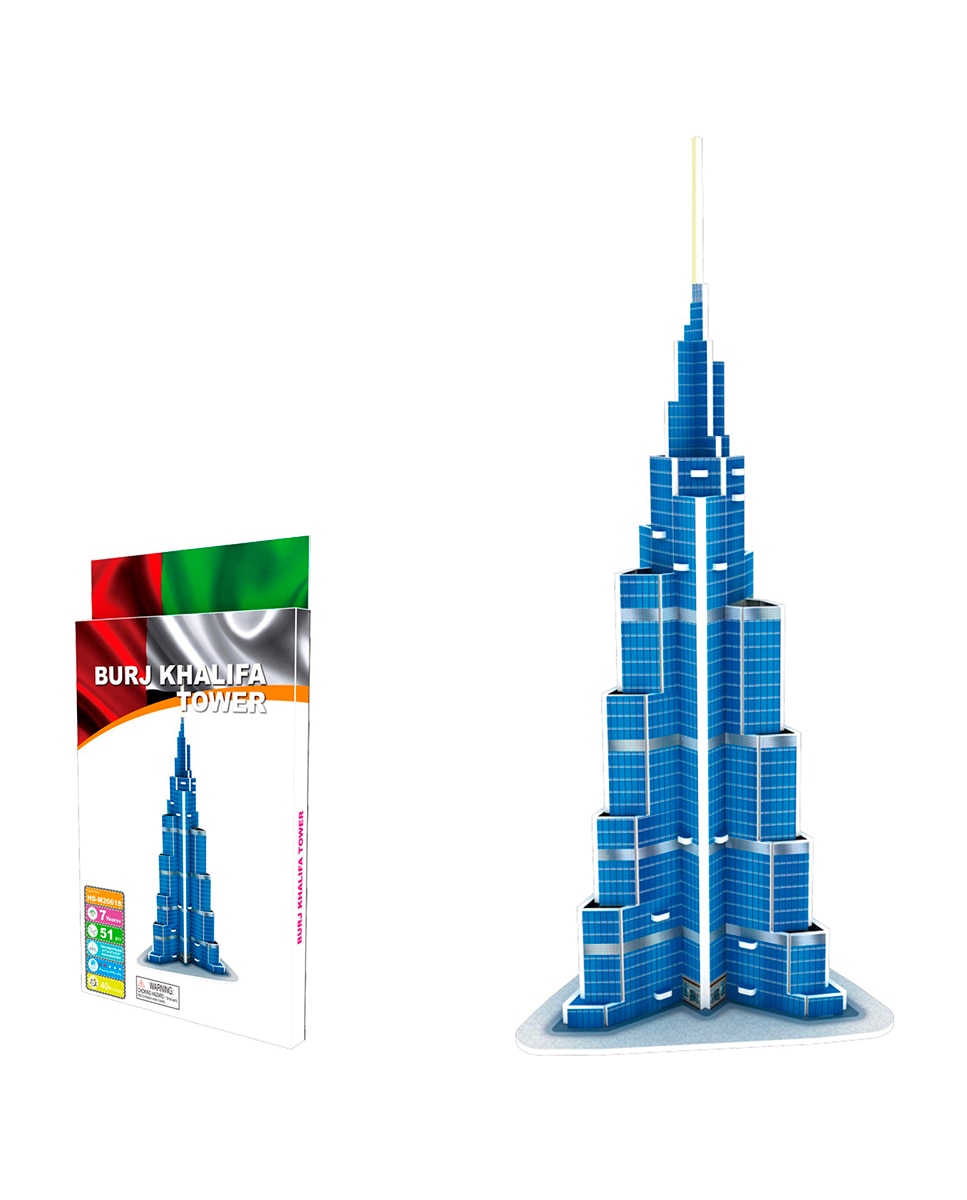 Imagen 0 de Puzzle 3D de cartón del rascacielos Burj Khalifa situado en Dubai. 51 piezas.