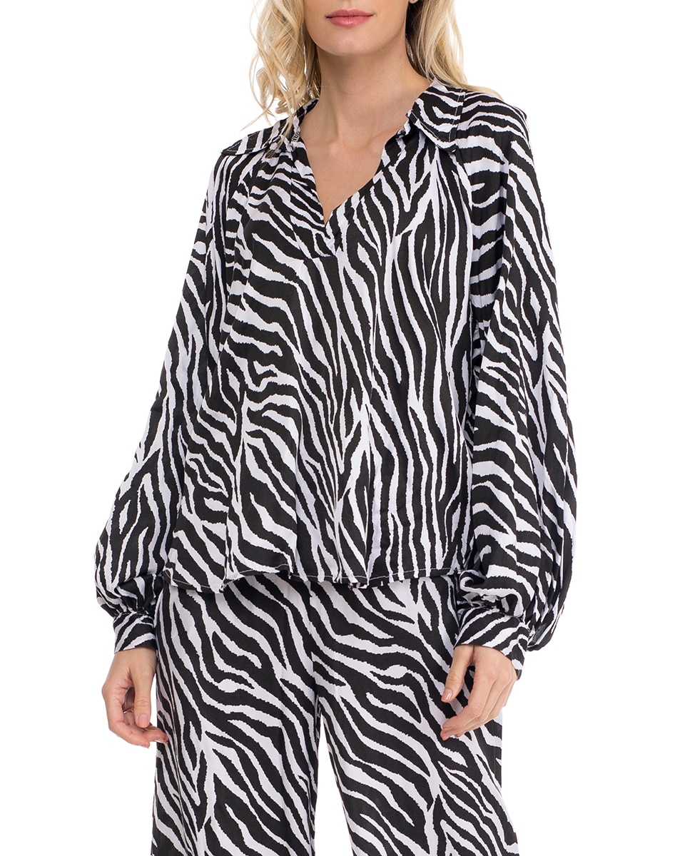 Imagen 0 de Blusa holgada con estampado de cebra