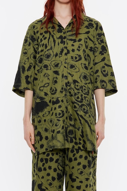 Imagen 0 de Camisa de mujer oversize lino Animal mix