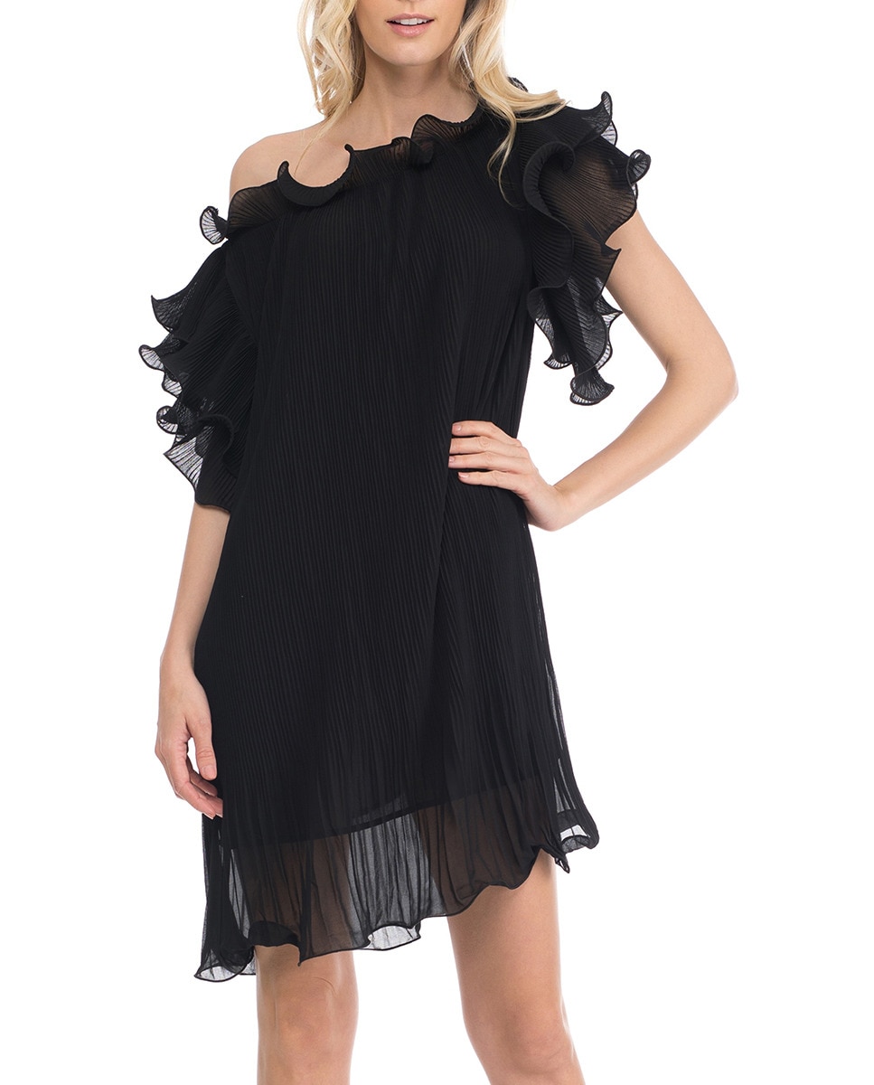 Imagen 0 de Vestido plisado con volantes