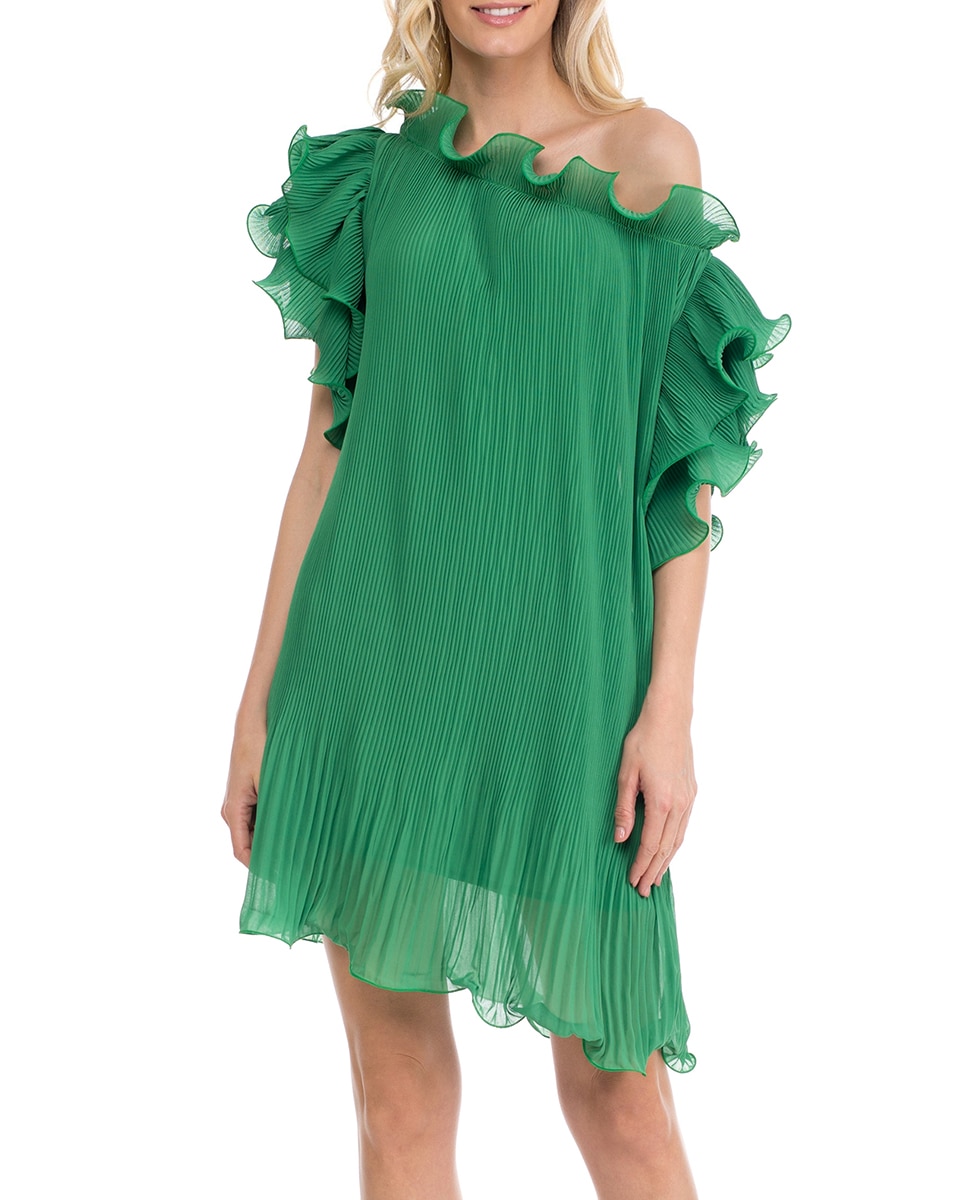 Imagen 0 de Vestido plisado con volantes