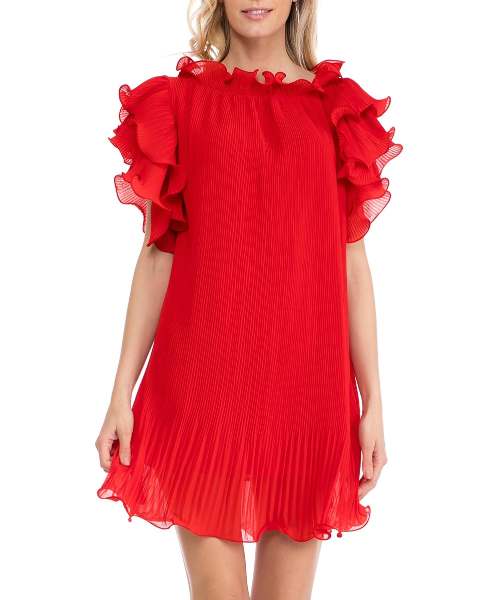 Imagen 0 de Vestido plisado con volantes
