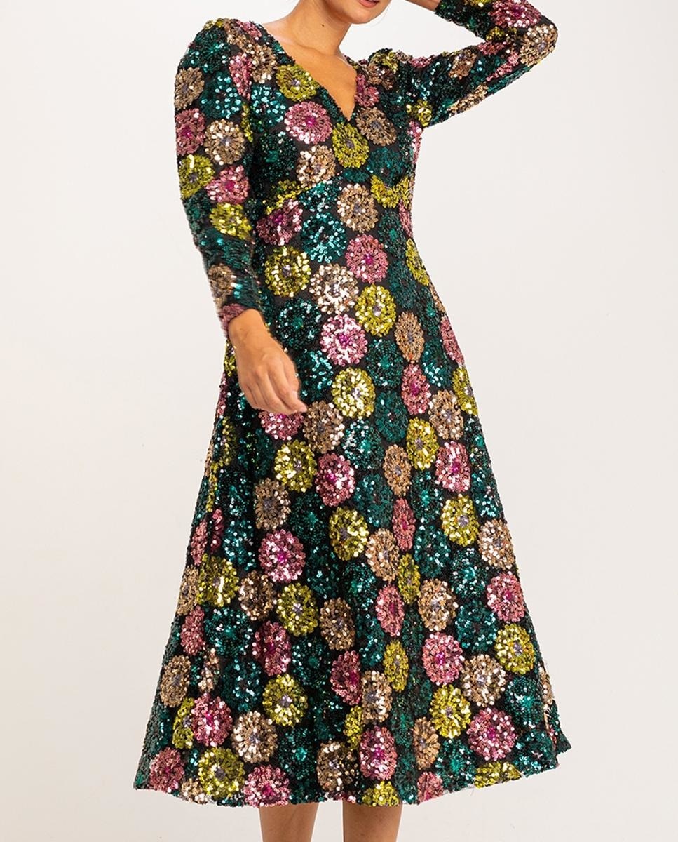 Imagen 0 de Vestido floral de lentejuelas