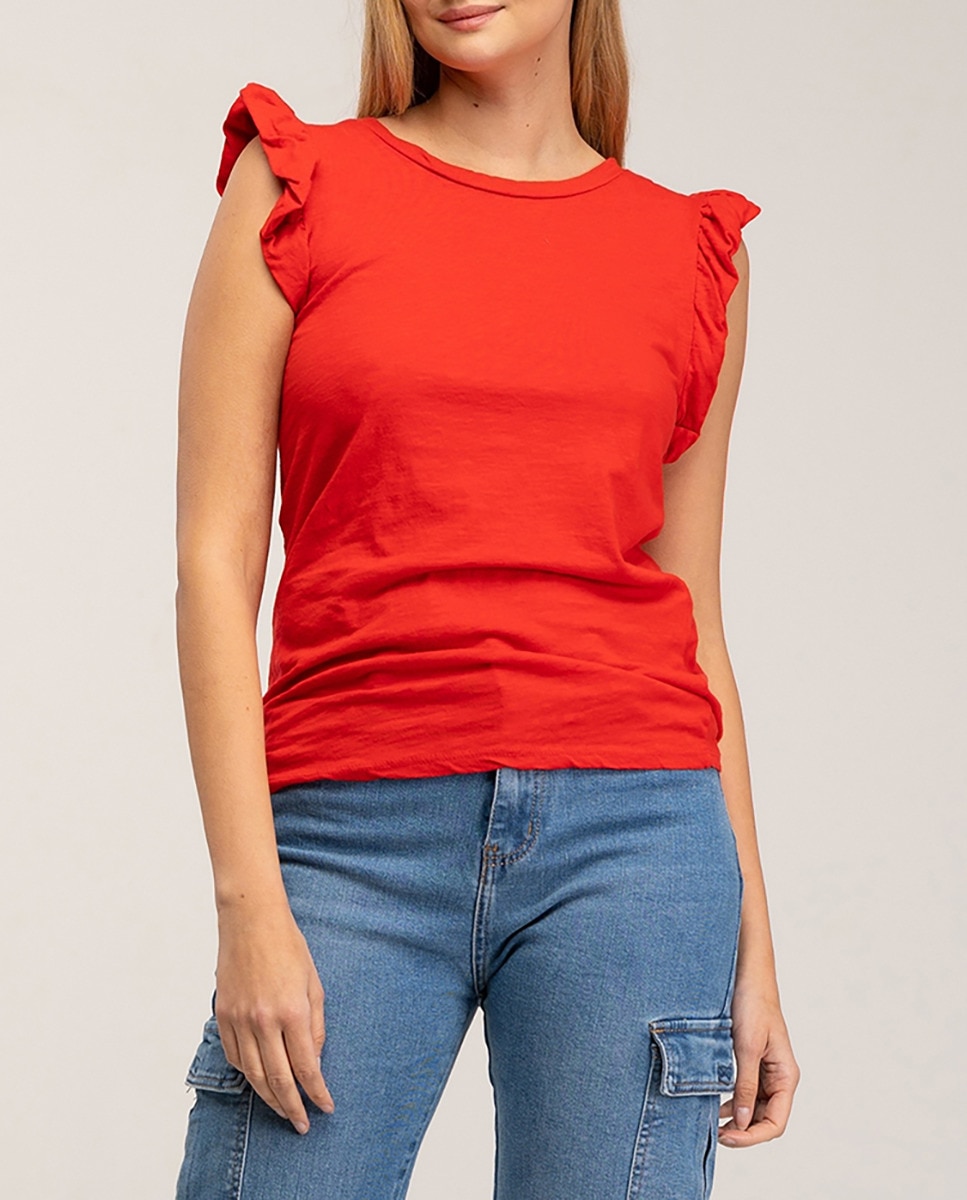 Imagen 0 de Camiseta básica volantes en mangas