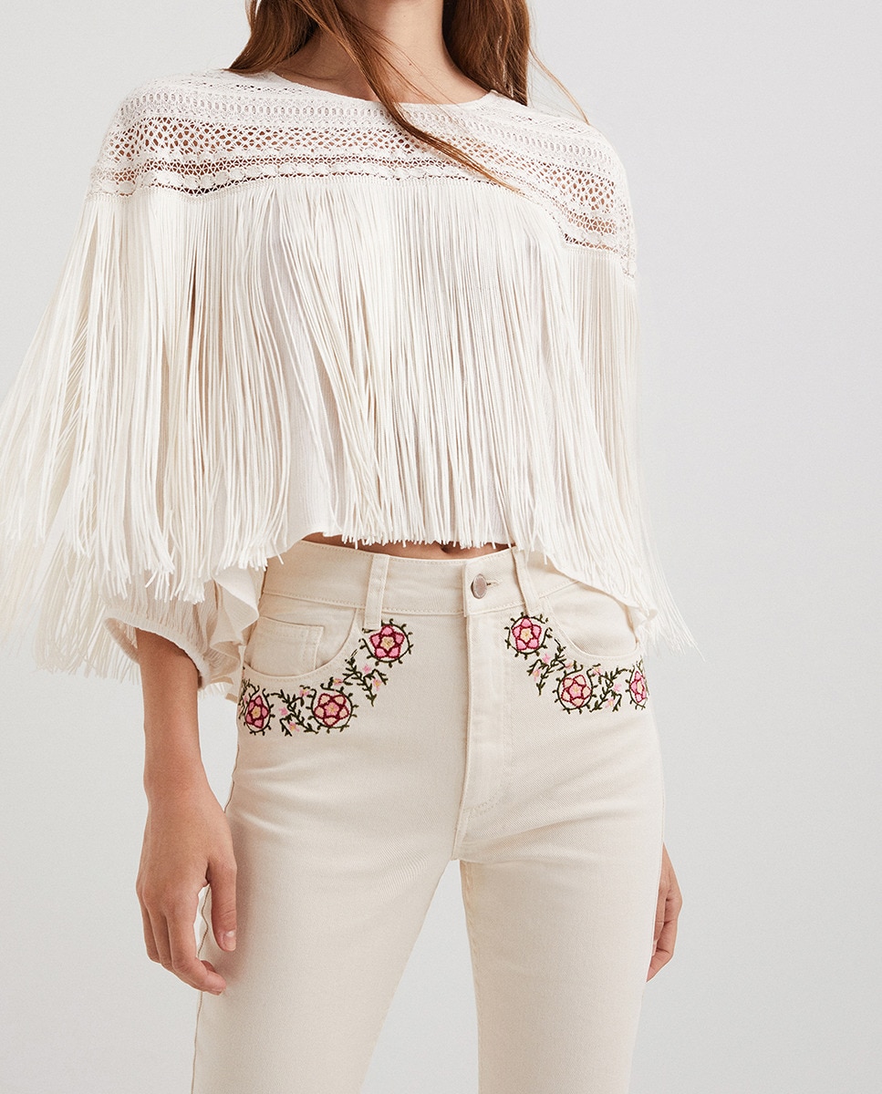 Imagen 0 de Blusa boho flecos