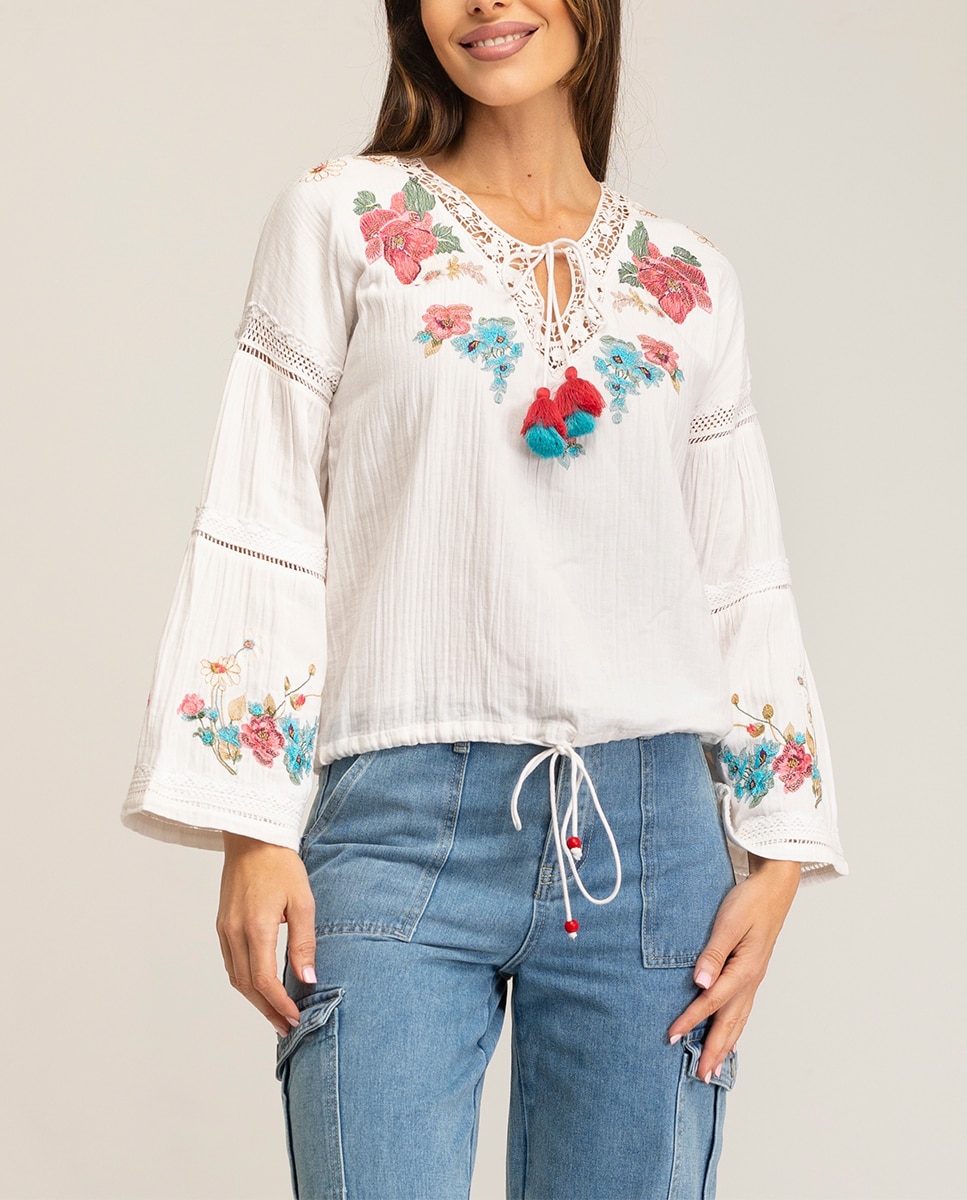 Blusa lisa bordada