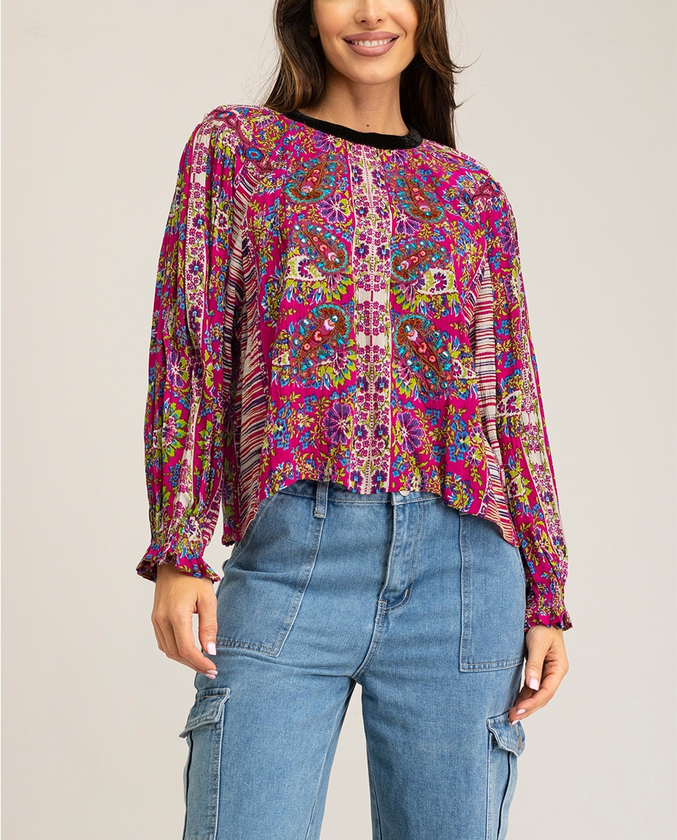 Imagen 0 de Blusa estampada bordada