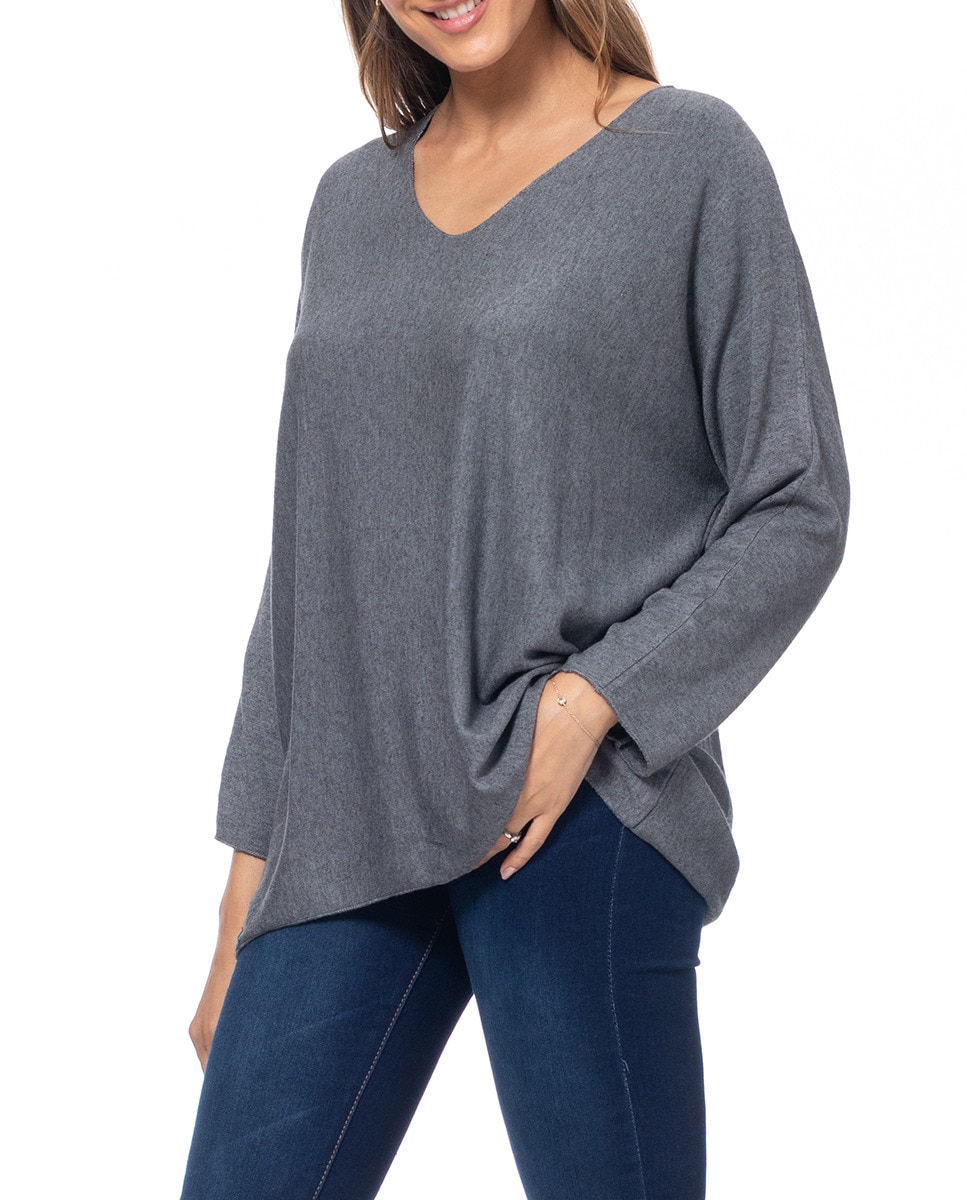 Imagen 0 de Jersey ancho de punto con cuello pico